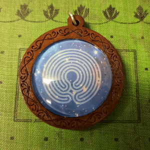 Wood Labyrinth Pendant 1