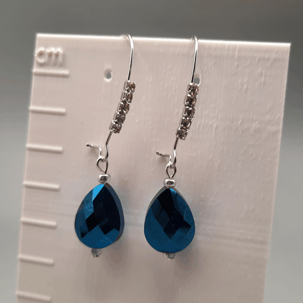 Deep Blue Drop Earrings - Image 2
