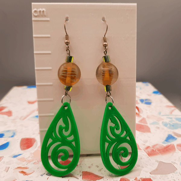 Green Swirl Earrings