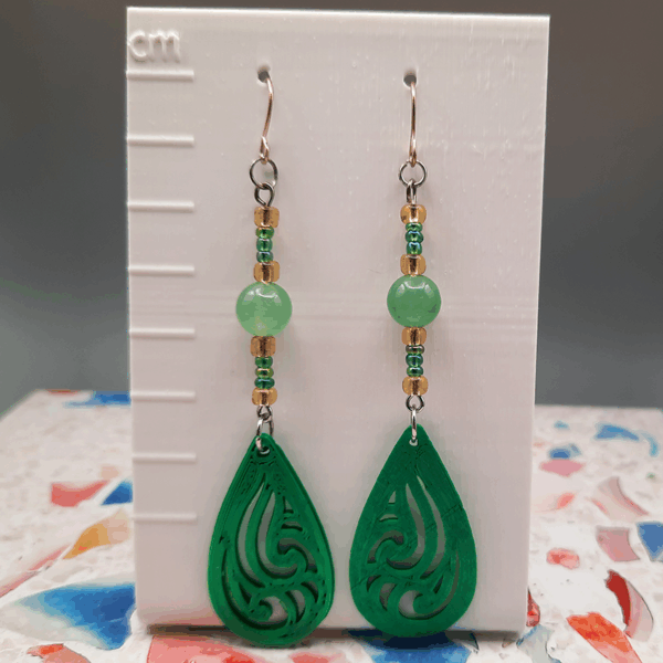 Green Wave Earrings