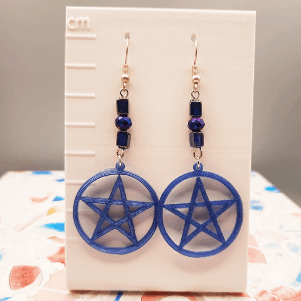 Blue Pentacle Earrings